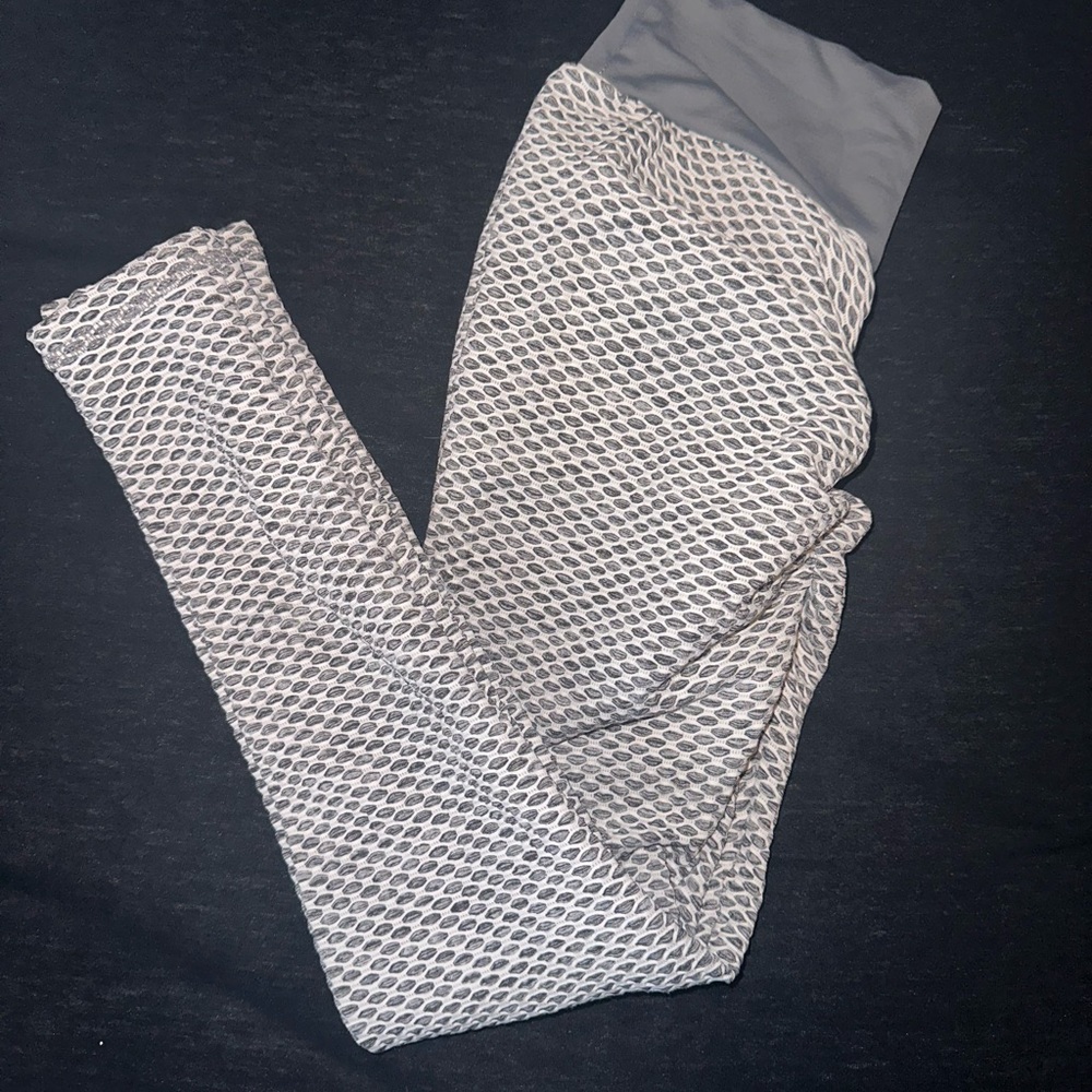 Womens Grey/White Workout Leggings